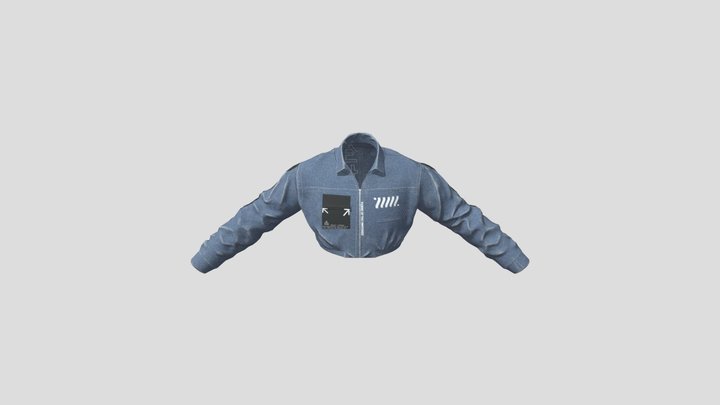 Denim Crop Bomber - Fabric of the Universe 3D Model