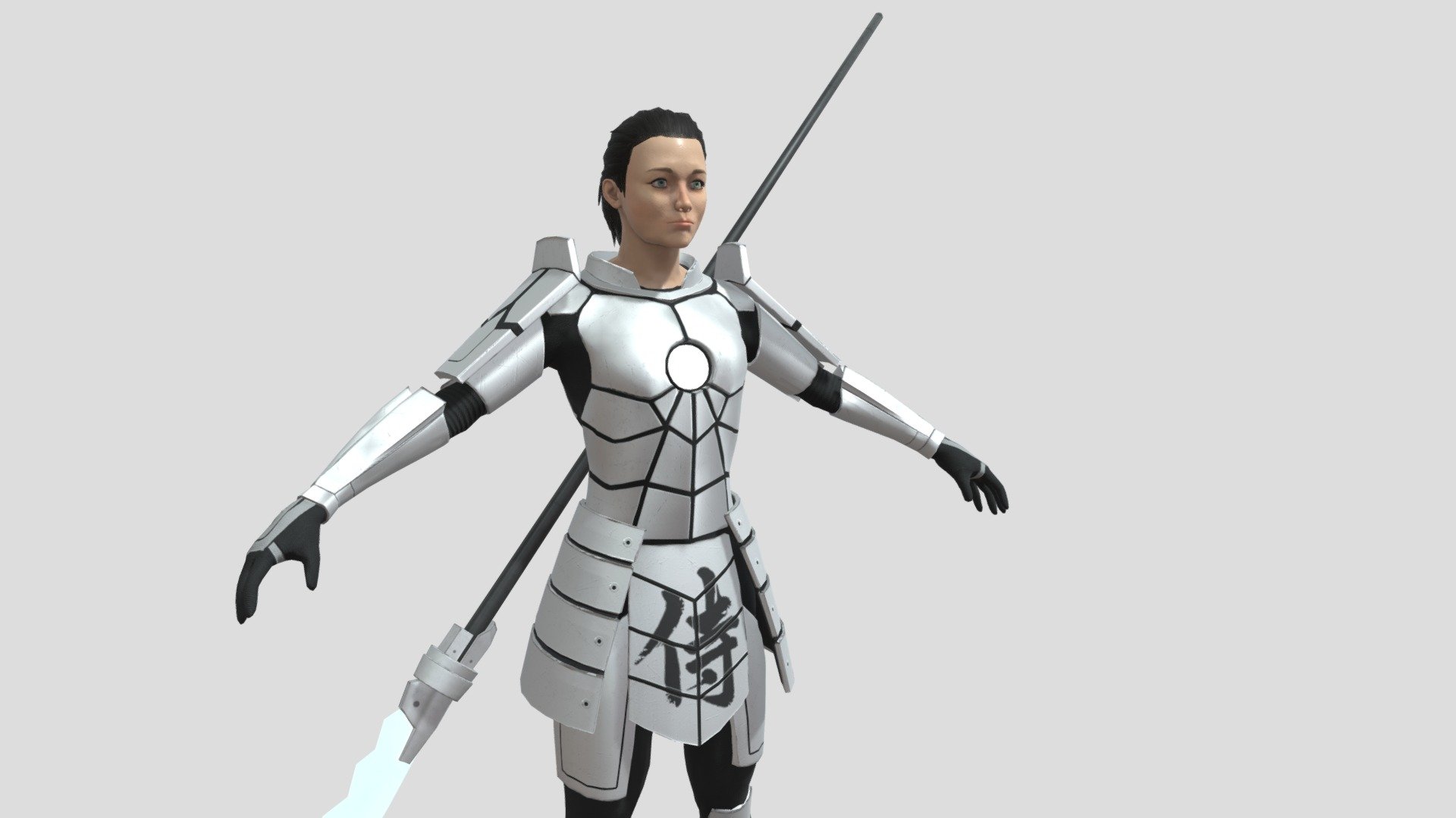 Sci-fi samurai girl Low-poly character