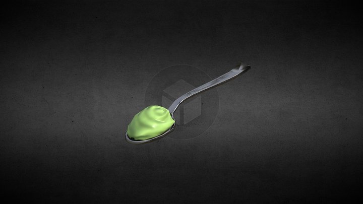 Matcha cream on spoon 3D Model