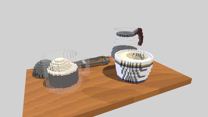[Voxel]Coffee and Vanilla Icecream 3D Model