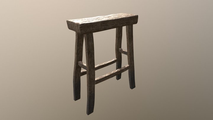 Wooden Stool 3D Model