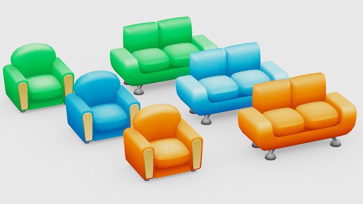 Hyper Casual Soft Furniture | Arm Chair | Sofa