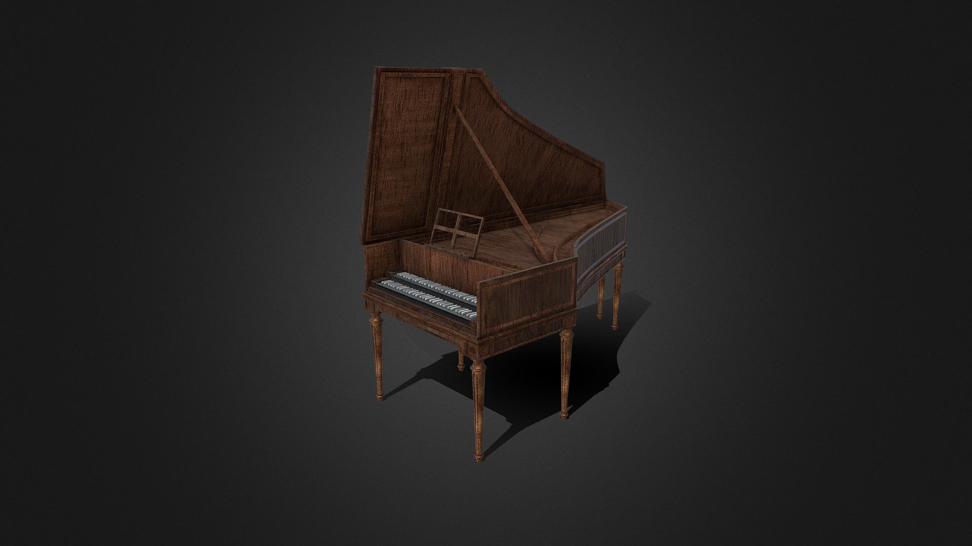 Baroque harpsichord Buy Royalty Free 3D model by Dmitrijus Polonskis