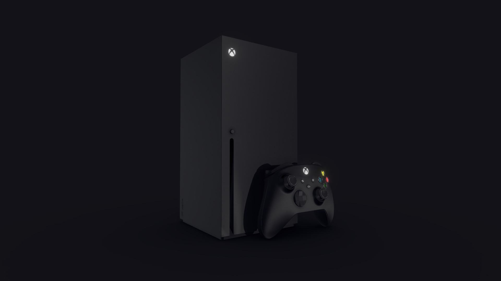 3D model X-box Series X - This is a 3D model of the X-box Series X. The 3D model is about a gaming console with a controller.