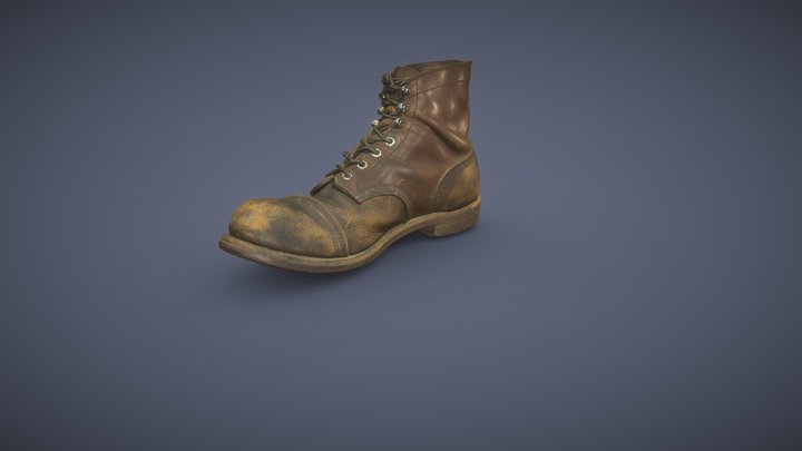 Worn Right Redwing Boot 3D Model