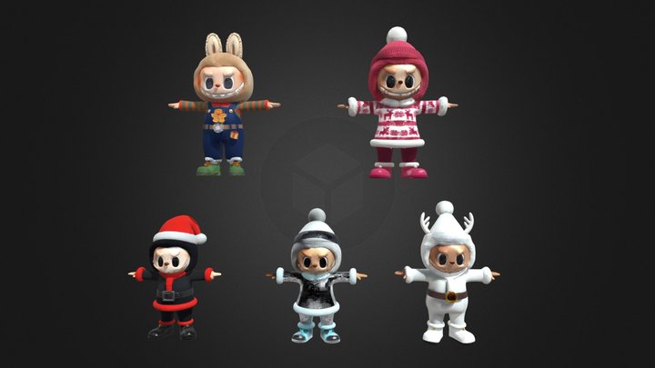 labubu chrstmass characters pack 3D Model