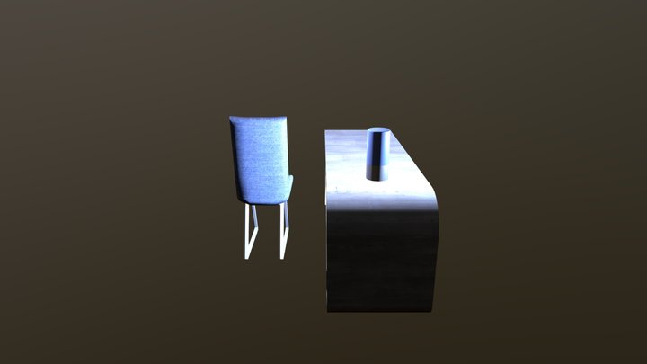 Desk, Lamp, and Chair 3D Model
