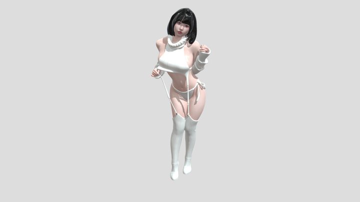 Winter White Knitwear Portrait 3D Model