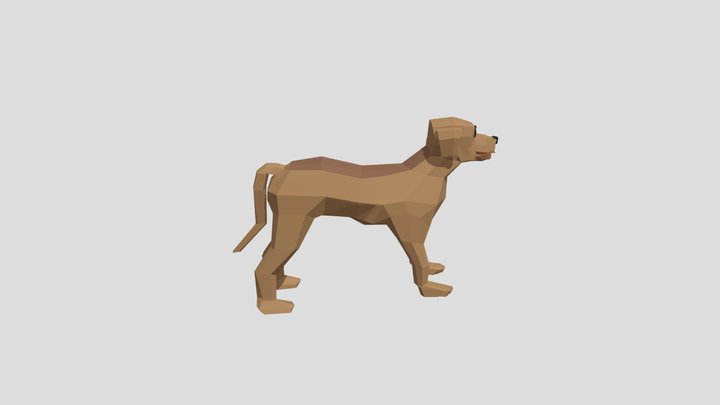 Cachorro Caramelo Lowpoly Rigado 3D Model