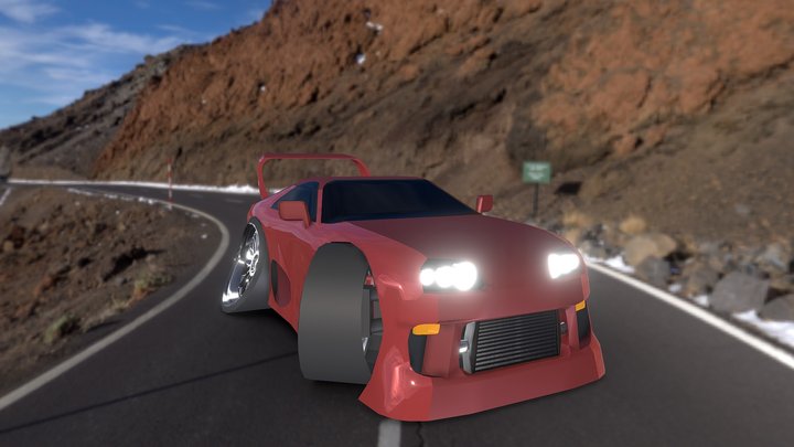 Cartoon-style drifting Supra 3D Model
