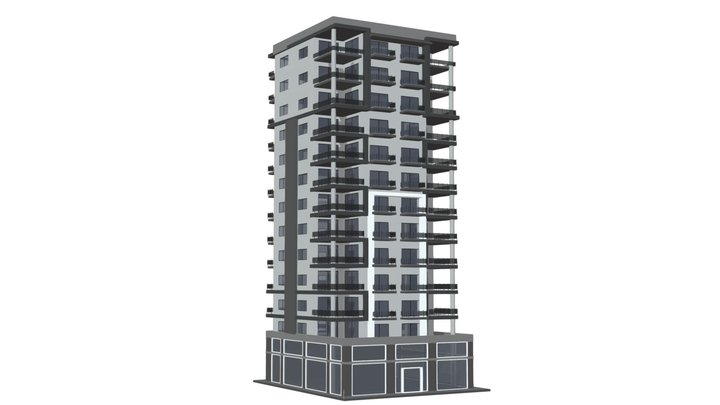 residential complex modern apartment building 3D Model