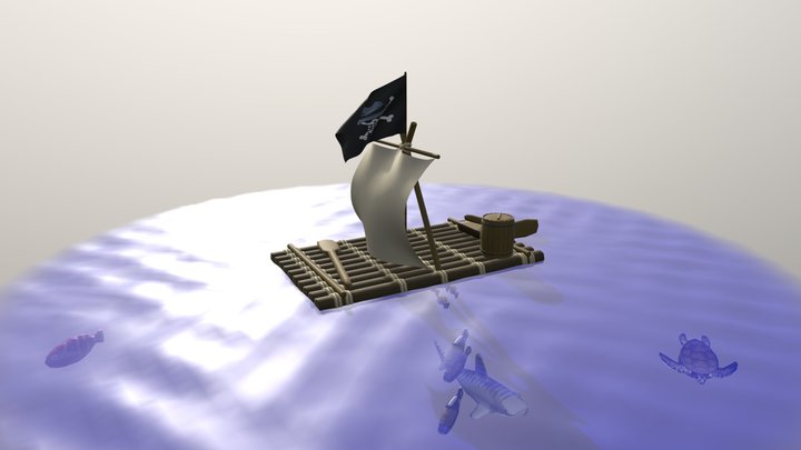 Raft at sea 3D Model