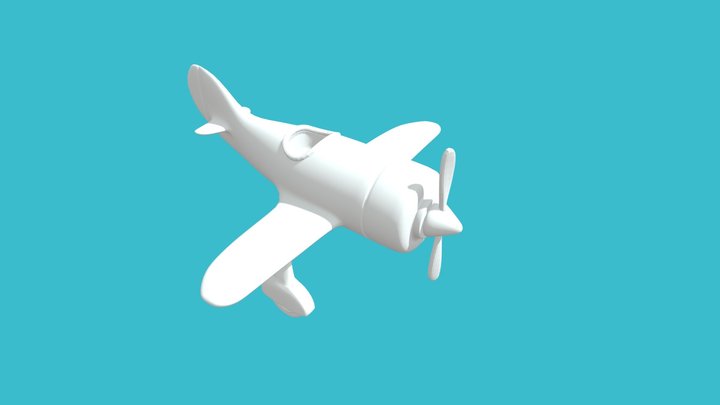 Low Poly Airplain Cartoon 3D Model