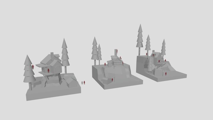 Forest Loner - Diorama and House blockout 3D Model