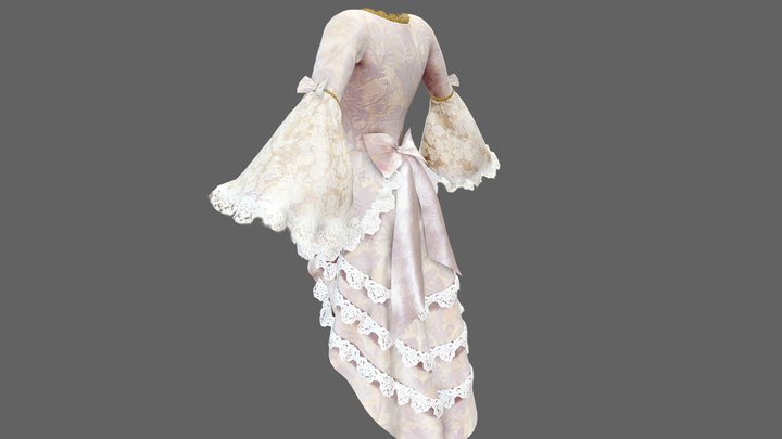 Marie Antoinette Vixen Dress Costume 3D Model