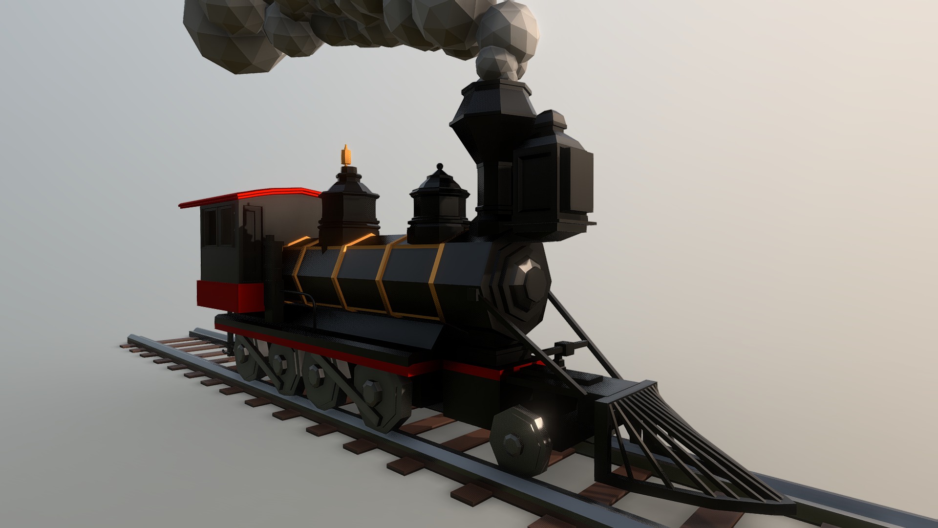 3D model Low Poly Train - This is a 3D model of the Low Poly Train. The 3D model is about a toy train on a platform.