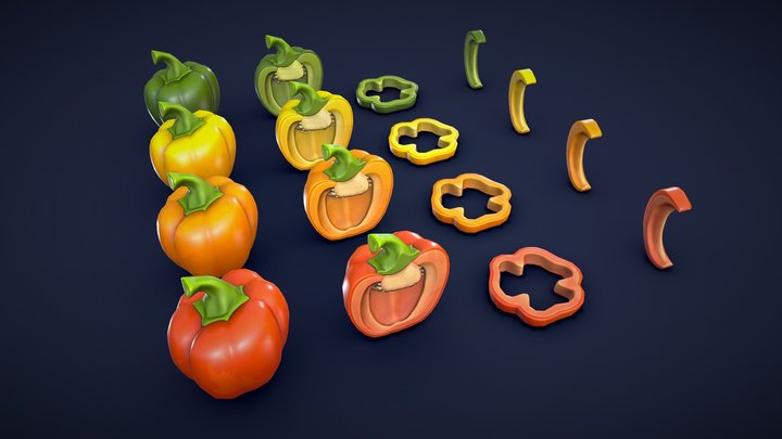 Stylized Bell Pepper - Low Poly 3D Model