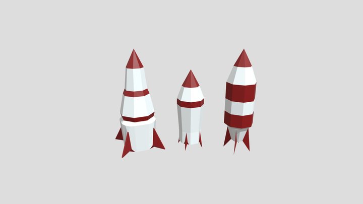 Low poly rockets 3D Model