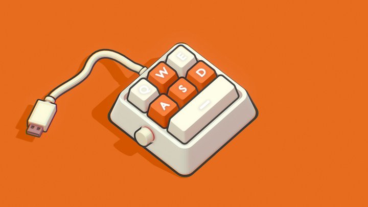 Mini Gaming Keyboard Cartoon 3D Model