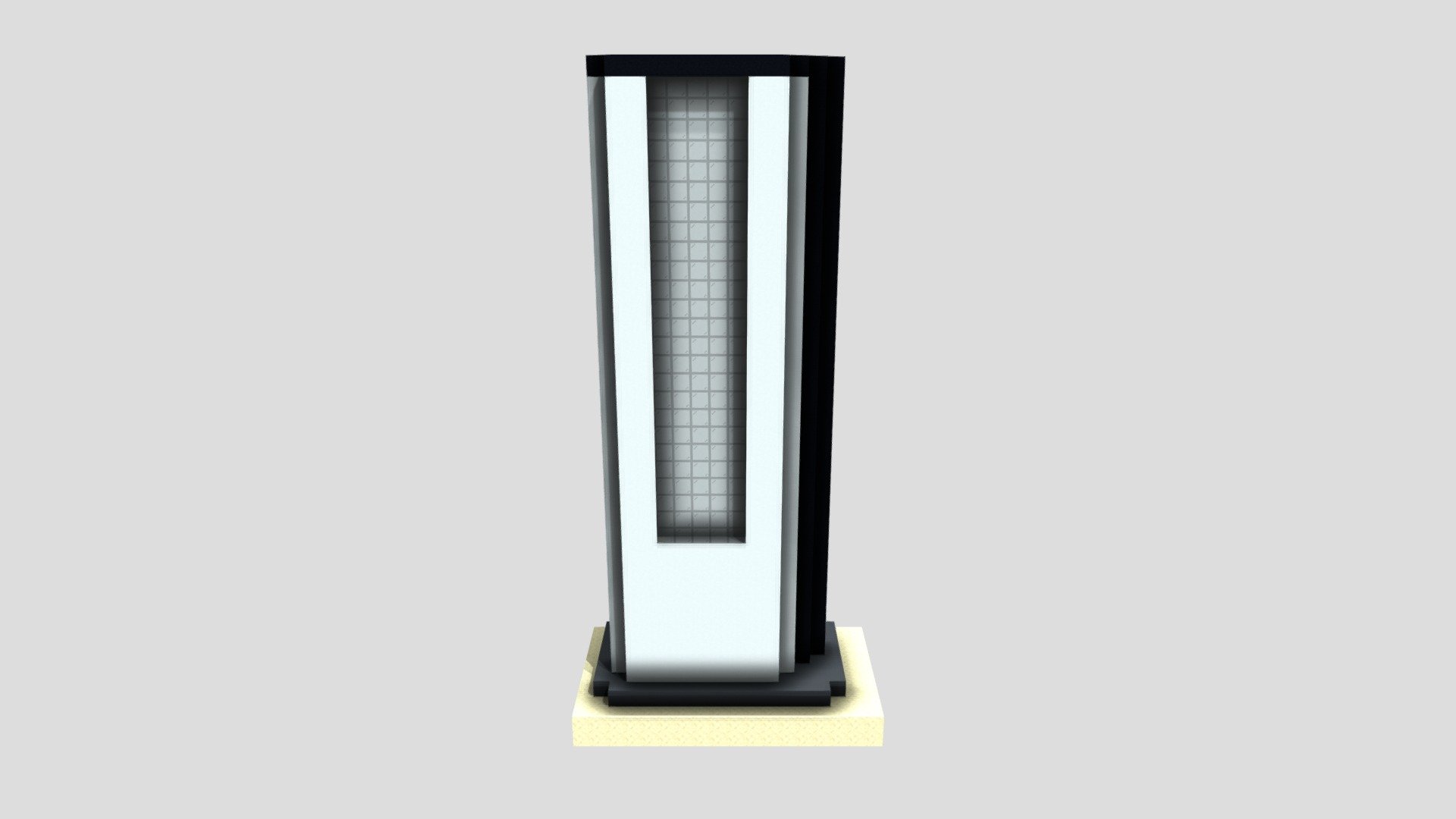 B/W thin mid-range tower — Sketchfab embed 3D viewer