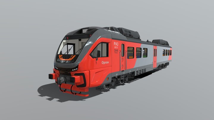 Diesel train RA3 "Orlan" head wagon 3D Model