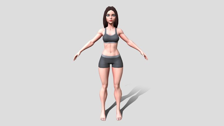 Female Character Base mesh Game-ready 3D Model