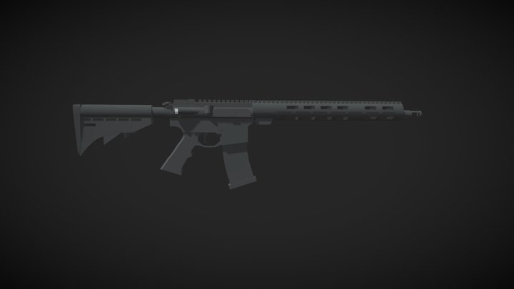 Low Poly AR-15 3D Model