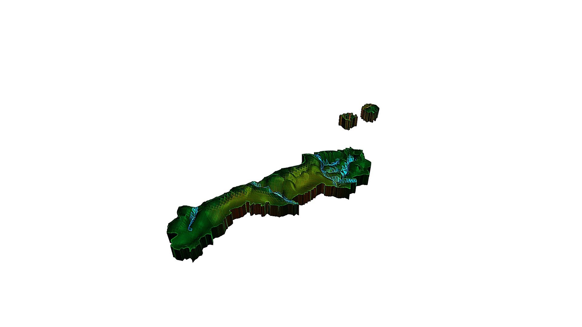 日本国「島根県立体地図」遠隔復元模写STLデータ — Sketchfab embed 3D viewer