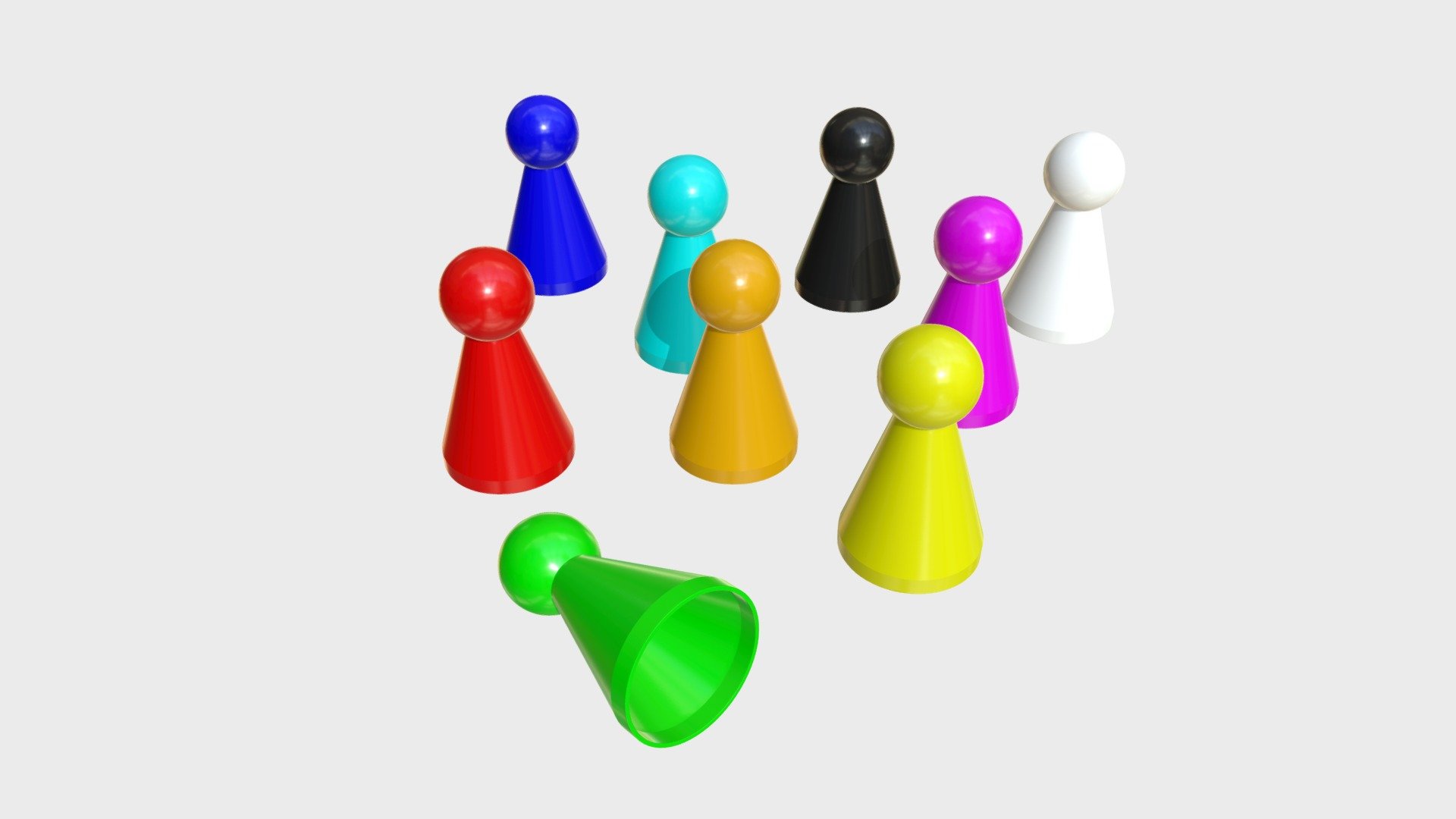 Board game pawns set Stock 3D asset