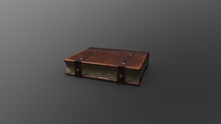 Old leather book with straps 3D Model