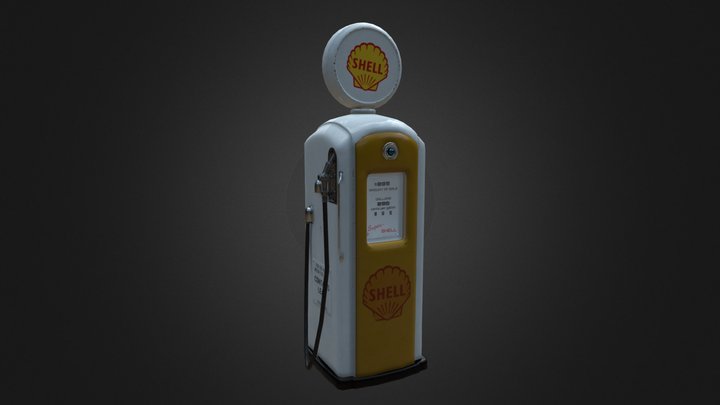 Vintage “Super Shell” Gas Station Pump 3D Model