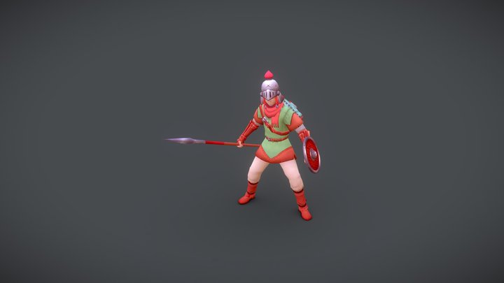 Spear Wielding Adventurer 3D Model