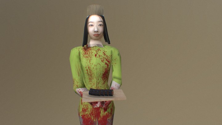 Japanese Chef Female Lowpoly 3D Model