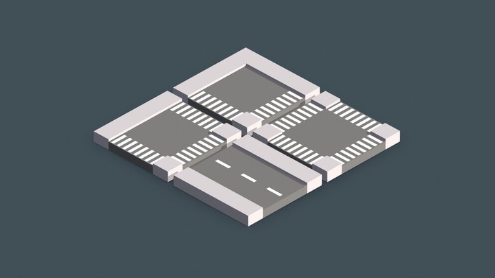 Low Poly Modular Roads - Free Asset Pack 3D Model
