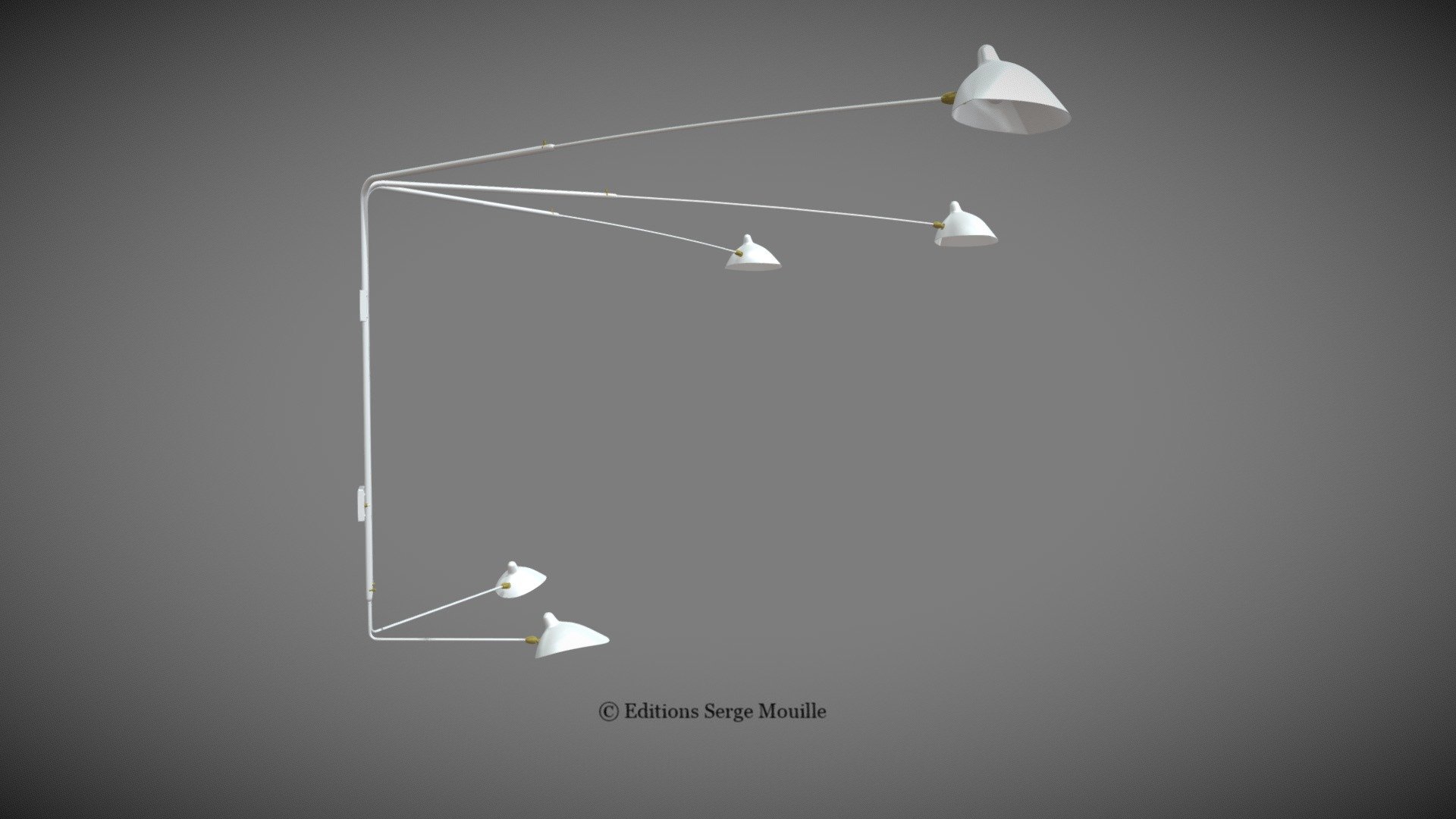 Applique 5 Bras Pivotants (AP5B) blanc - 3D model by Editions Serge ...