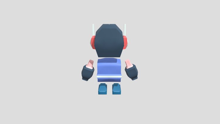 Low poly Cute Cyborg 3D Model
