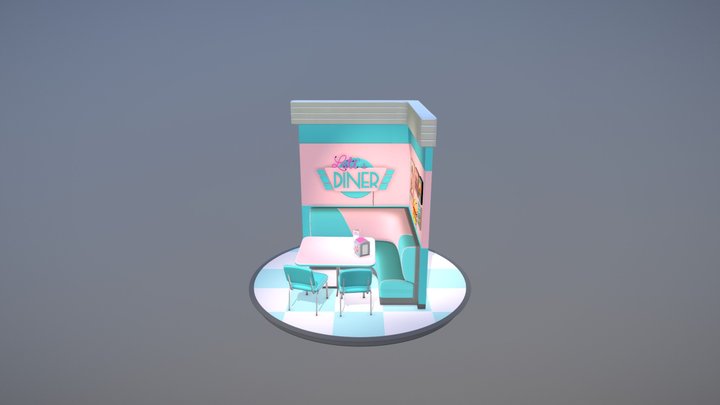 Cute American Diner 3D Model