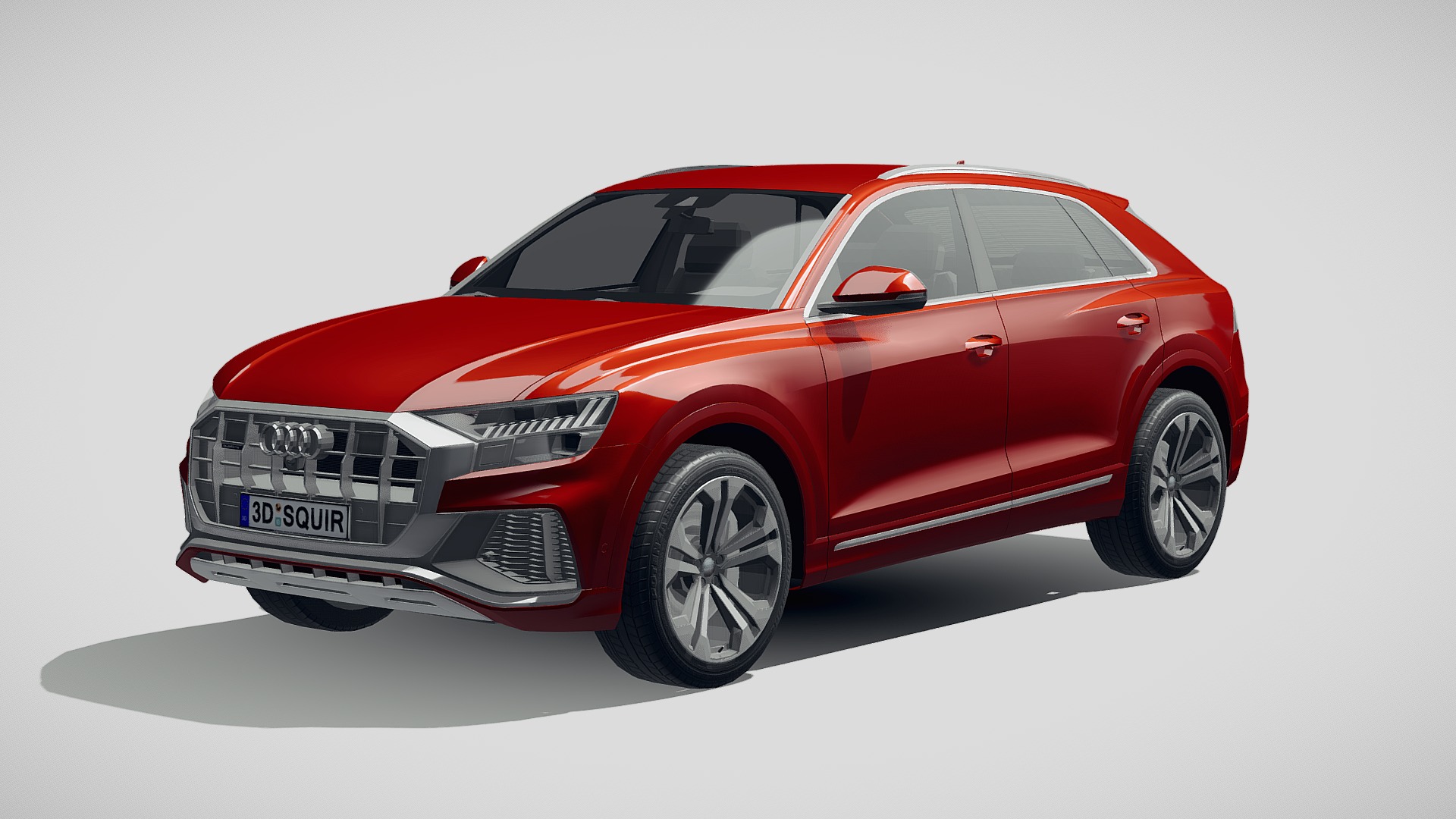3D model LowPoly Audi Q8 S-line 2019 - This is a 3D model of the LowPoly Audi Q8 S-line 2019. The 3D model is about a red car with a white background.