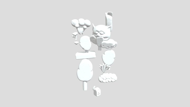 Whimsical Clayland Scene 3D Model