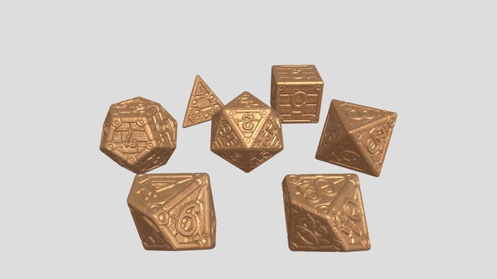 Metal and Wood Variation - 3D Custom Themed Dice 3D Model