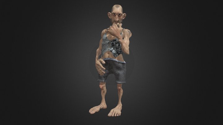 Old Thin Man Rigged Character 3D Model