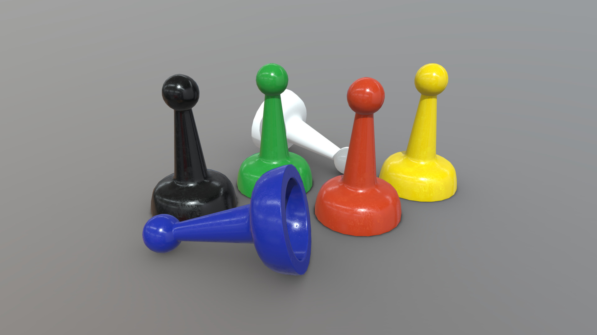 3D model Board Game Pawns 2 - This is a 3D model of the Board Game Pawns 2. The 3D model is about a group of colorful pieces of chess.