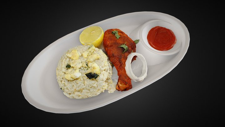 Chicken Rice Plate 3D Model