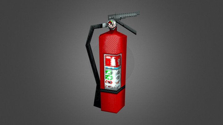 PSX Low-poly Fire Extinguisher 3D Model