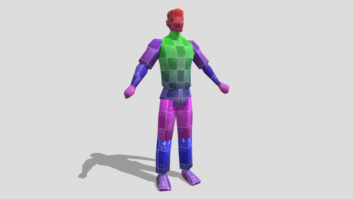 Lowpoly PS1 Basemesh Male, Unwrapped, Segmented 3D Model