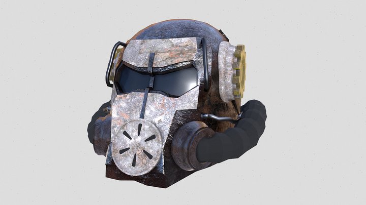 Low Poly Custom Power Armor Helmet 3D Model
