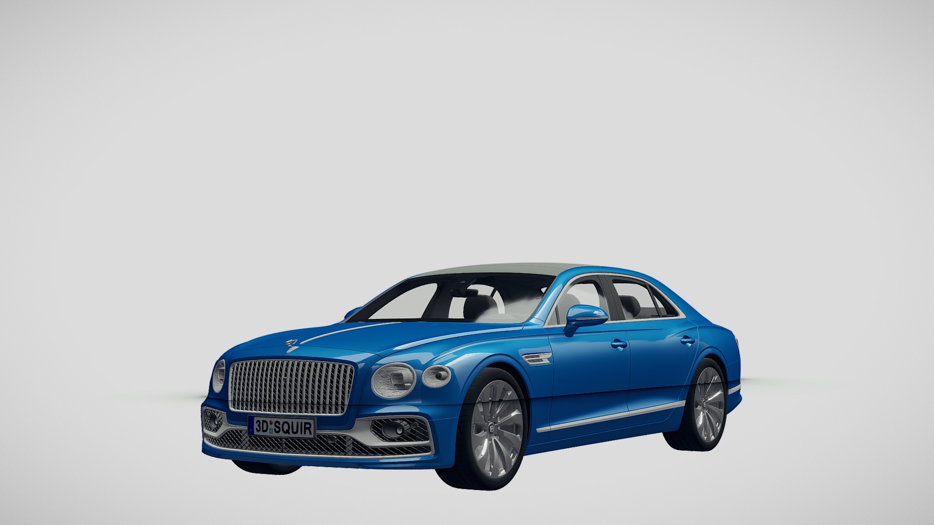 3D model Bentley Flying Spur 2020 - This is a 3D model of the Bentley Flying Spur 2020. The 3D model is about a blue car with a person in it.