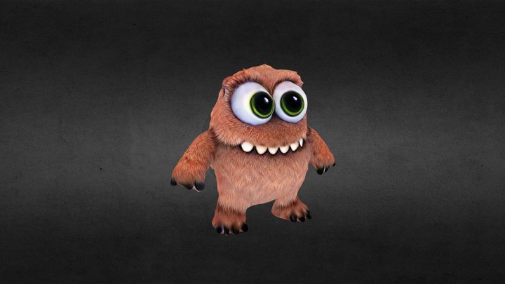 Furry Puppet Monster Big Eyes 3D Model