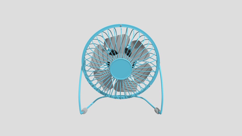 Desk Fan 3d Model Light Blue