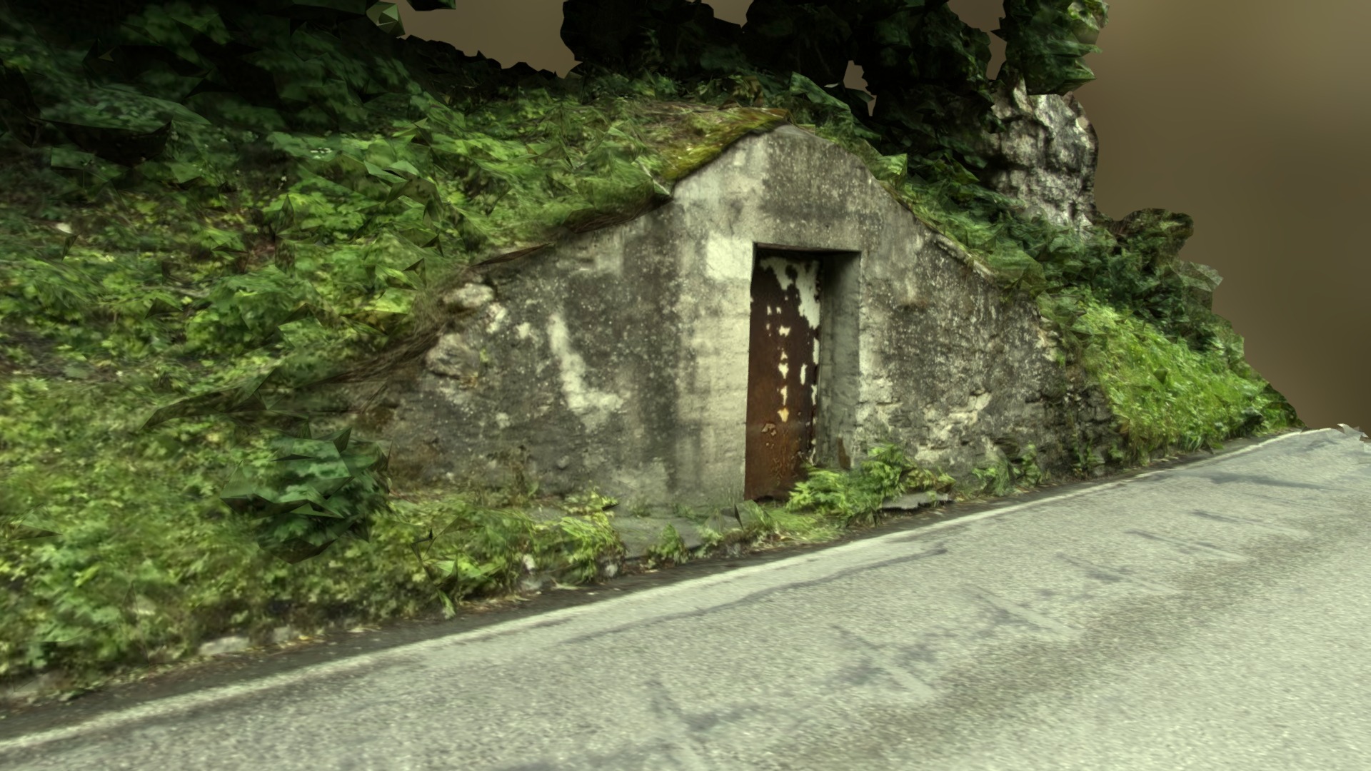 3D model basement rusty - This is a 3D model of the basement rusty. The 3D model is about a stone wall with a door.